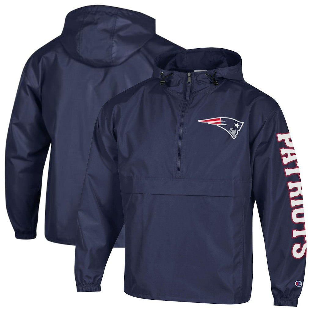 NFL New England Patriots Packable Windbreaker Half-Zip Jacket