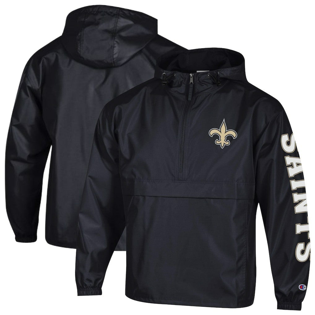 NFL New Orleans Saints Packable Windbreaker Half-Zip Jacket