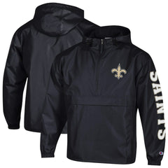 NFL New Orleans Saints Packable Windbreaker Half-Zip Jacket