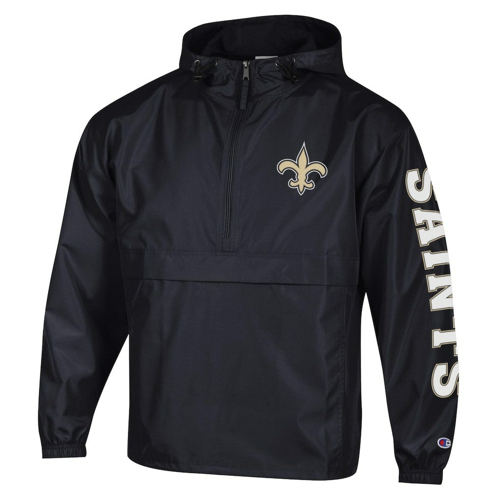 NFL New Orleans Saints Packable Windbreaker Half-Zip Jacket