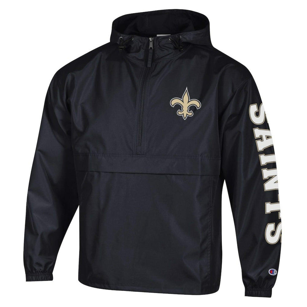 NFL New Orleans Saints Packable Windbreaker Half-Zip Jacket