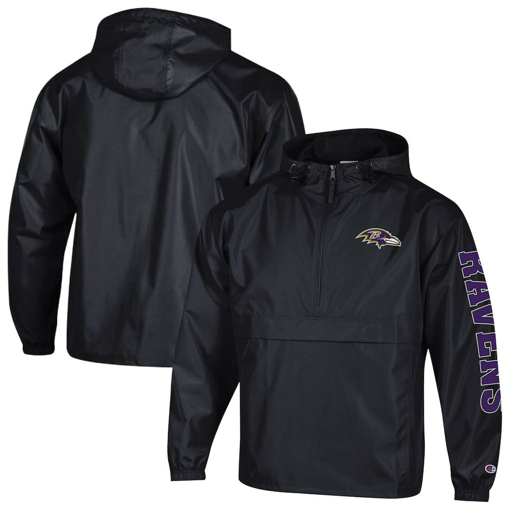 NFL Baltimore Ravens Packable Windbreaker Half-Zip Jacket