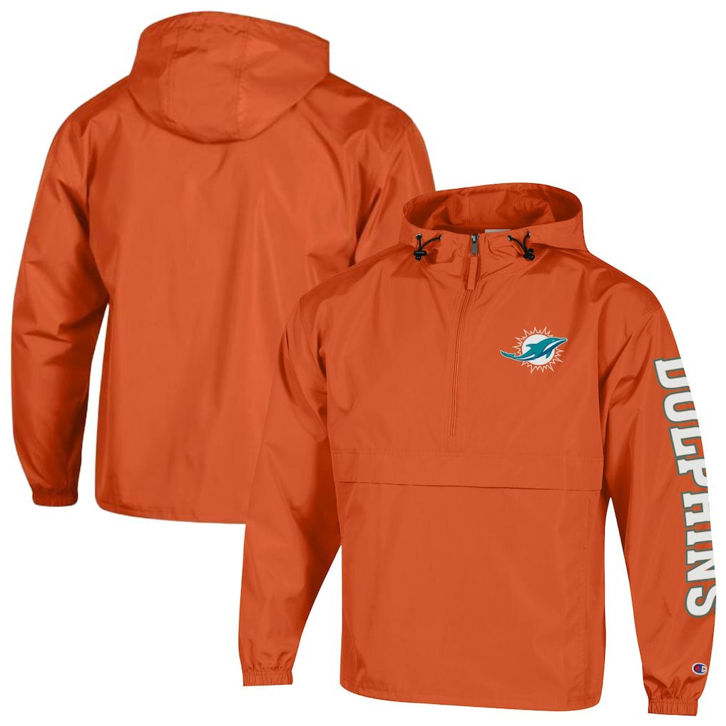 NFL Miami Dolphins Packable Windbreaker Half-Zip Jacket