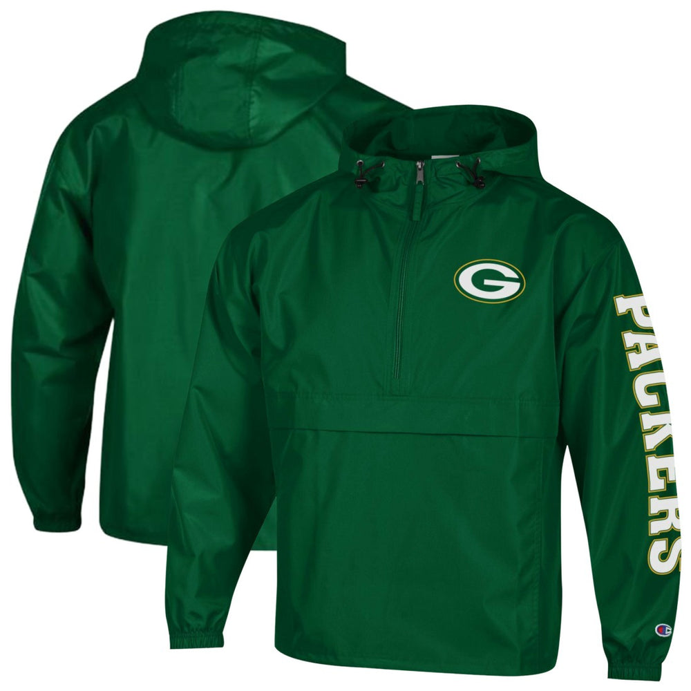 NFL Green Bay Packers Packable Windbreaker Half-Zip Jacket