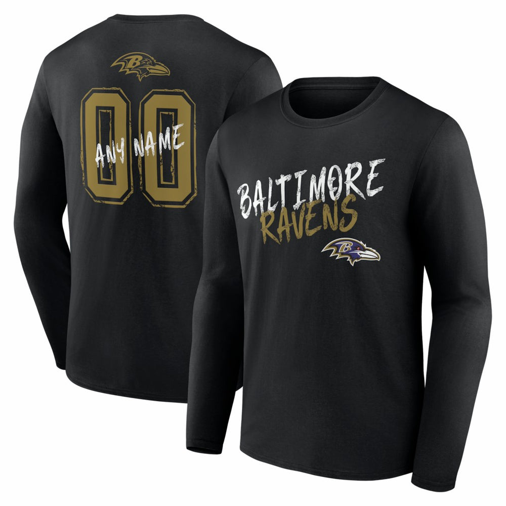 NFL Baltimore Ravens Hustle Personalized Name & Number Long Sleeve T-Shirt