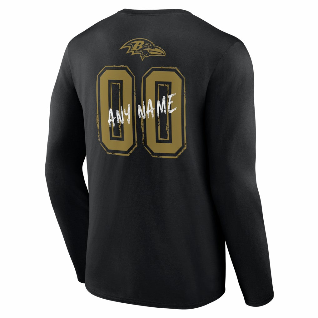 NFL Baltimore Ravens Hustle Personalized Name & Number Long Sleeve T-Shirt