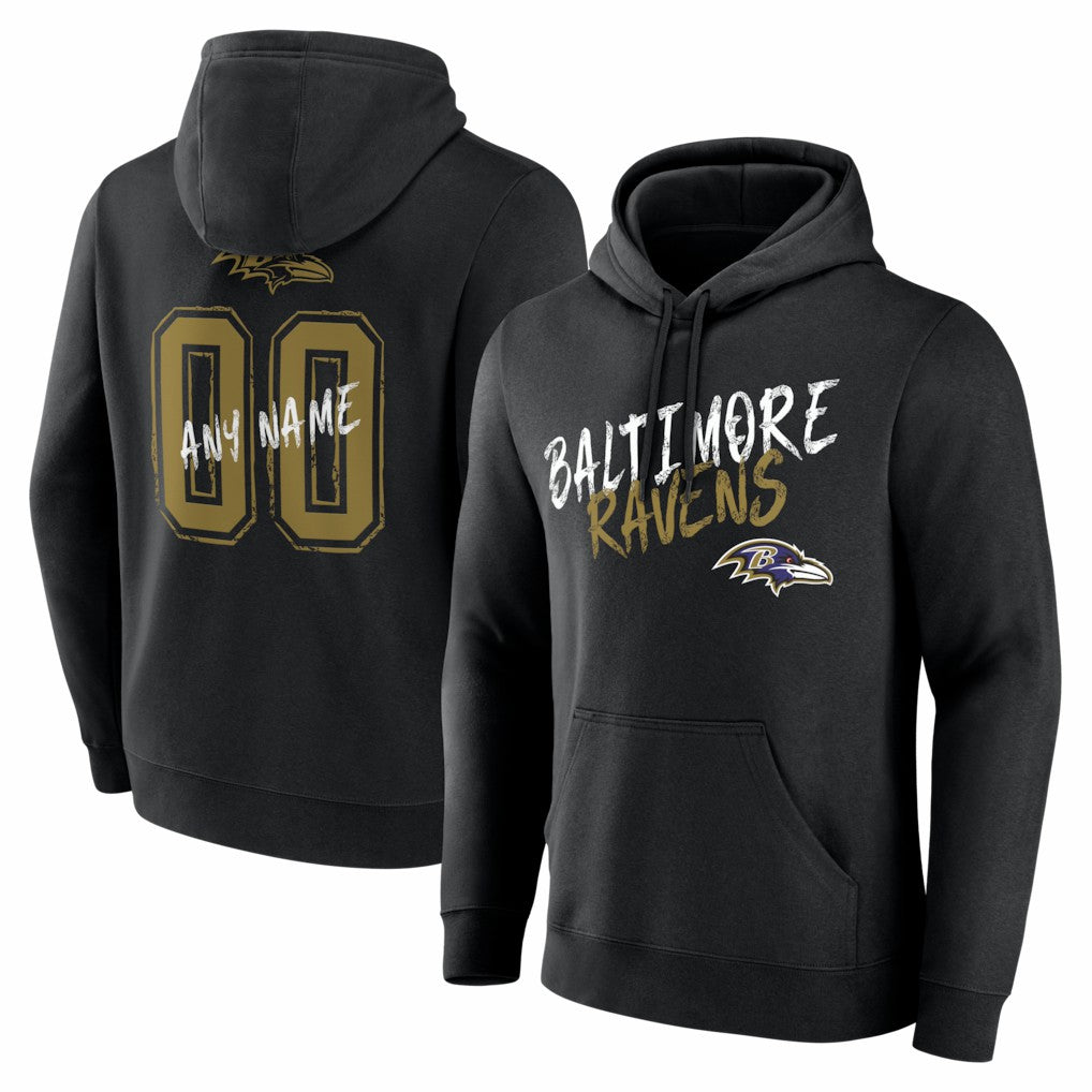 NFL Baltimore Ravens Hustle Personalized Name & Number Hoodie