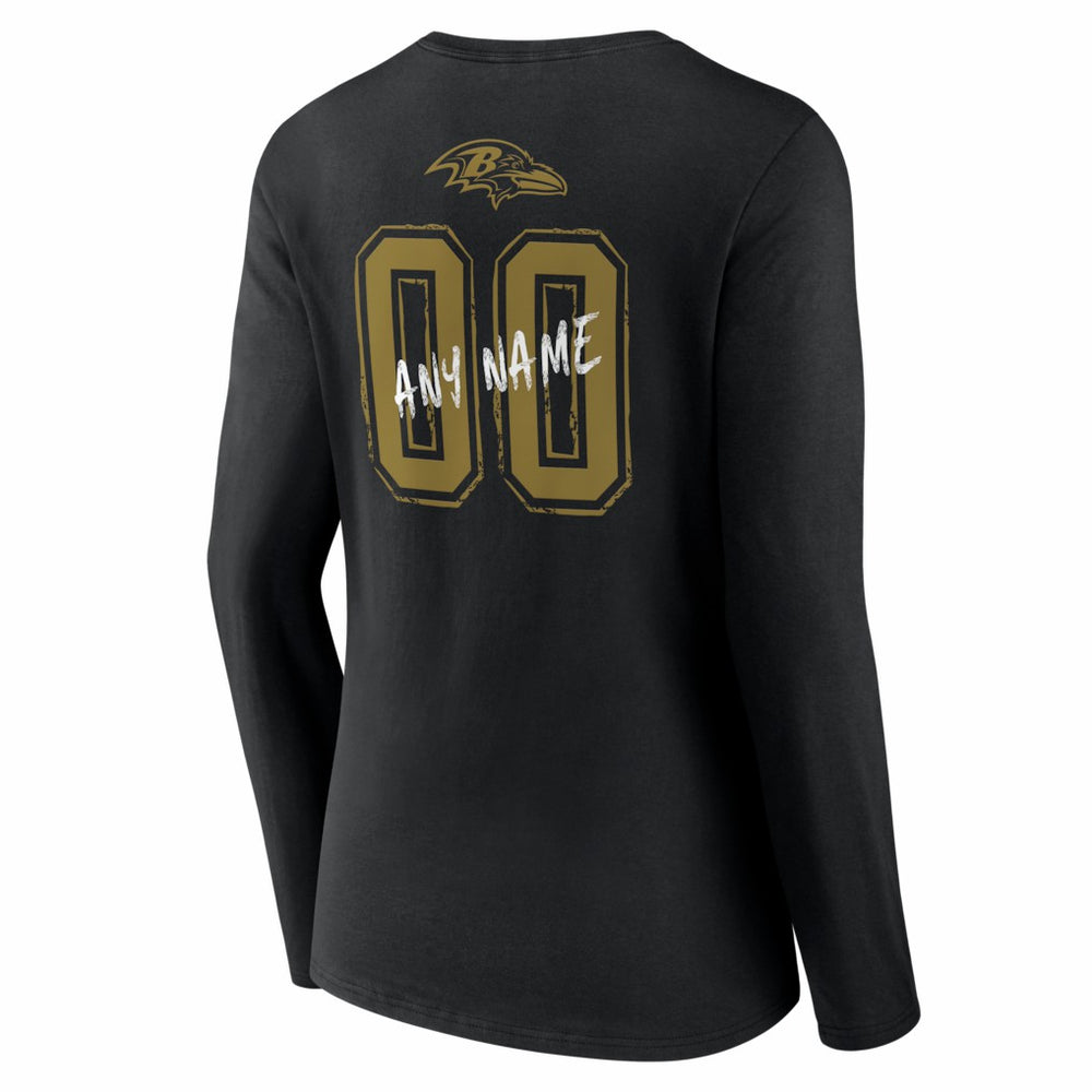 NFL Baltimore Ravens Women's Hustle Personalized Name & Number Long Sleeve V-Neck T-Shirt