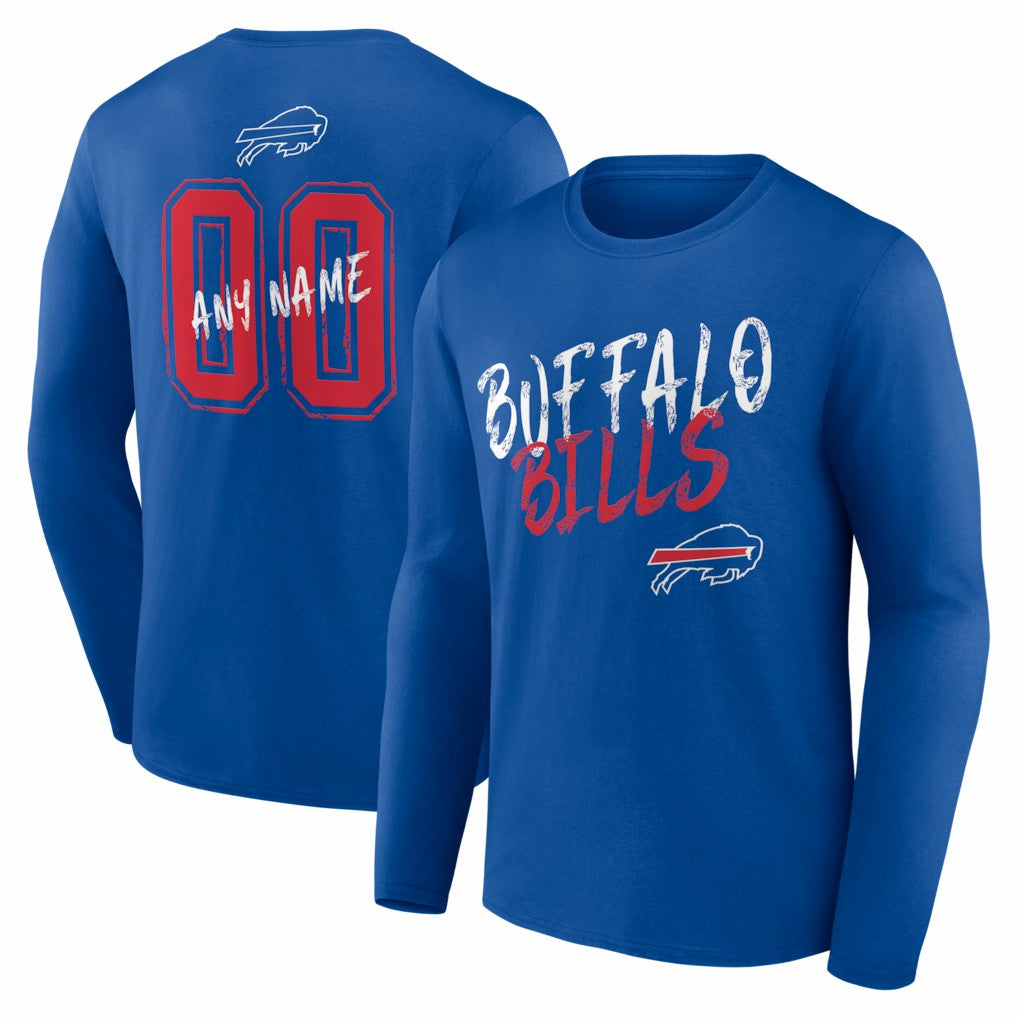 NFL Buffalo Bills Hustle Personalized Name & Number Long Sleeve T-Shirt