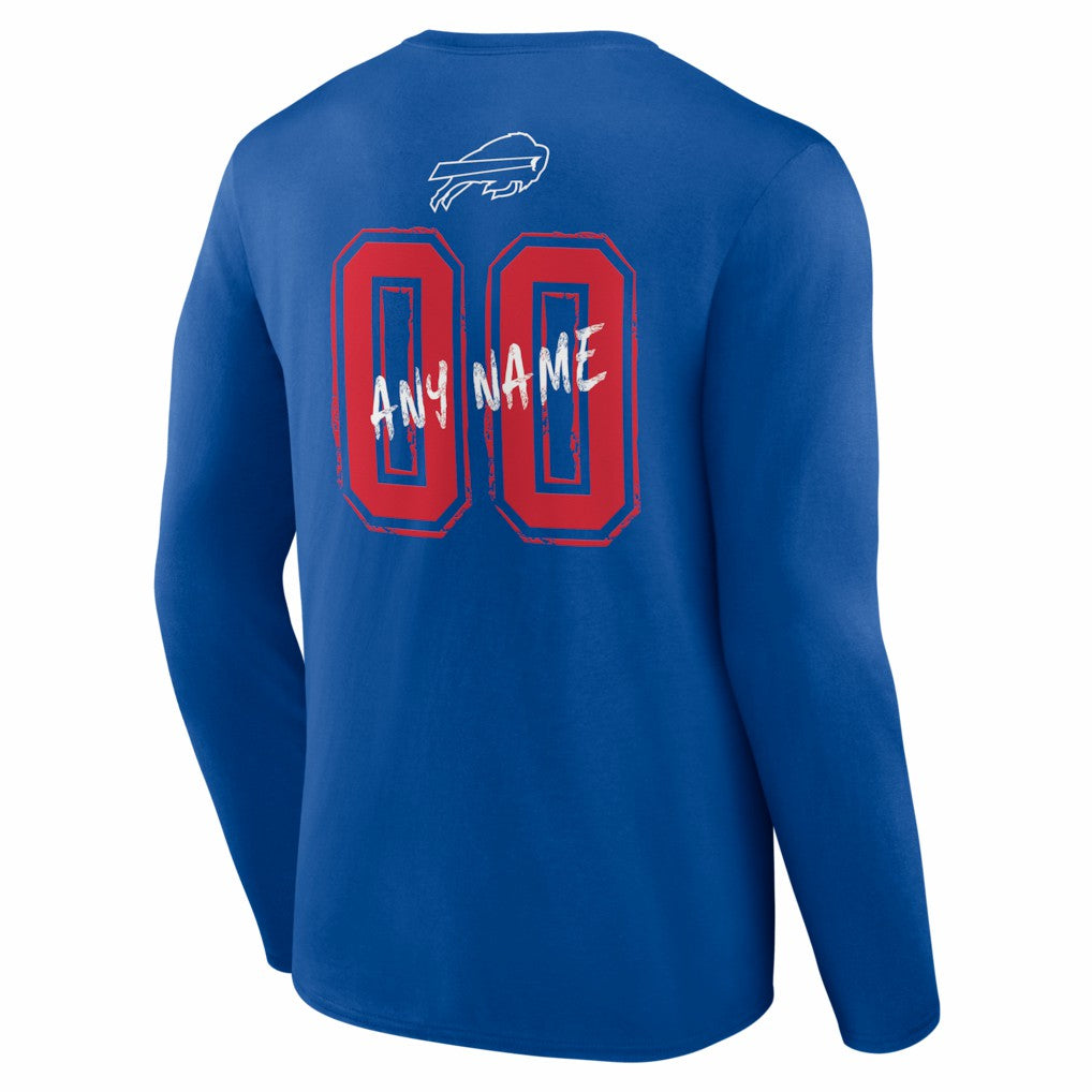 NFL Buffalo Bills Hustle Personalized Name & Number Long Sleeve T-Shirt