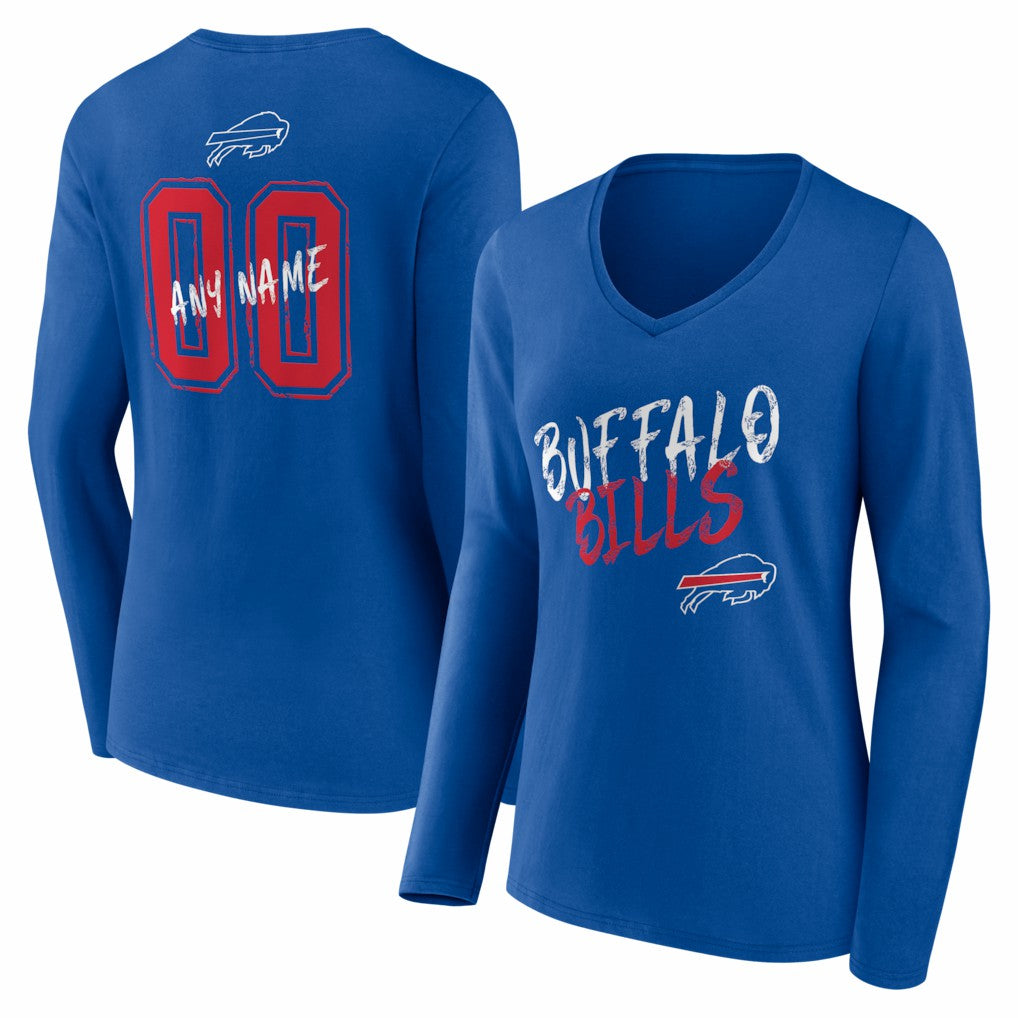 NFL Buffalo Bills Women's Hustle Personalized Name & Number Long Sleeve V-Neck T-Shirt