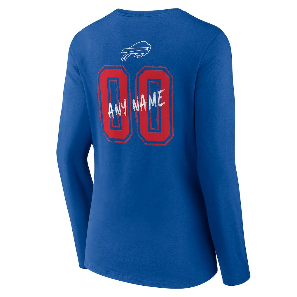 NFL Buffalo Bills Women's Hustle Personalized Name & Number Long Sleeve V-Neck T-Shirt