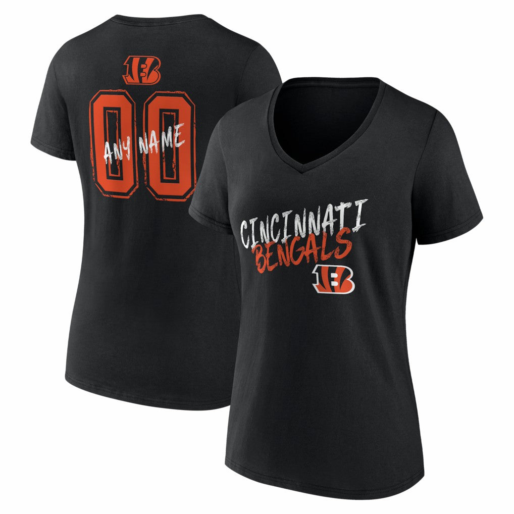 NFL Cincinnati Bengals Women's Hustle Personalized Name & Number V-Neck T-Shirt