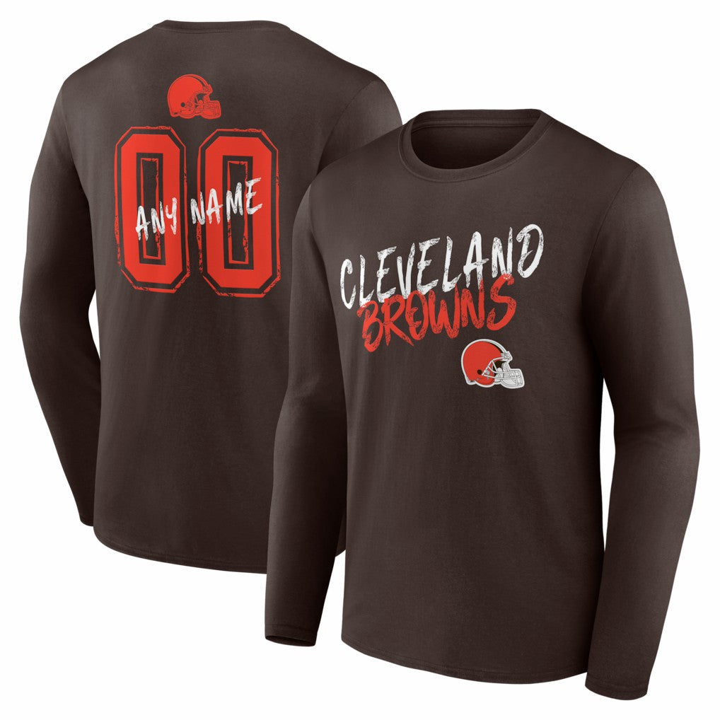 NFL Cleveland Browns Hustle Personalized Name & Number Long Sleeve T-Shirt