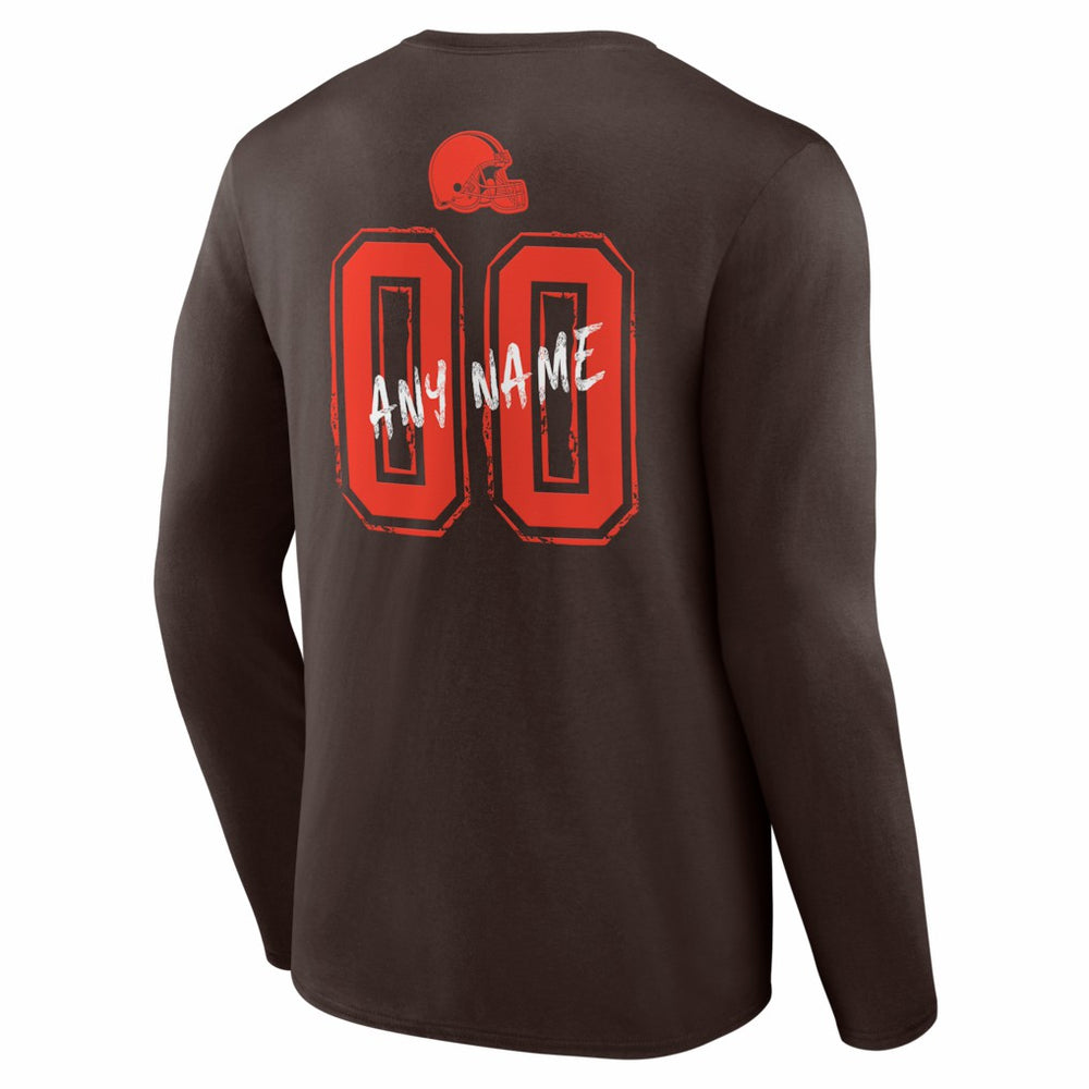 NFL Cleveland Browns Hustle Personalized Name & Number Long Sleeve T-Shirt