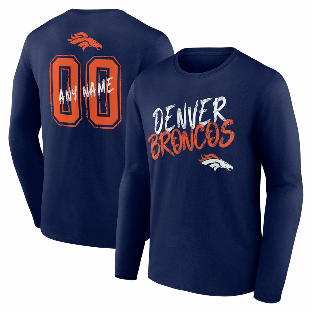 NFL Denver Broncos Hustle Personalized Name & Number Long Sleeve T-Shirt