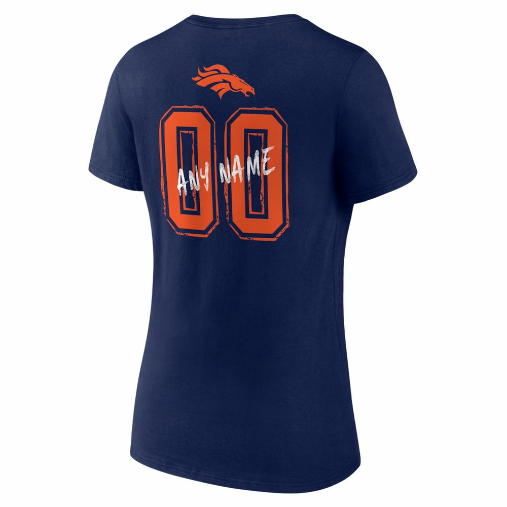 NFL Denver Broncos Women's Hustle Personalized Name & Number V-Neck T-Shirt