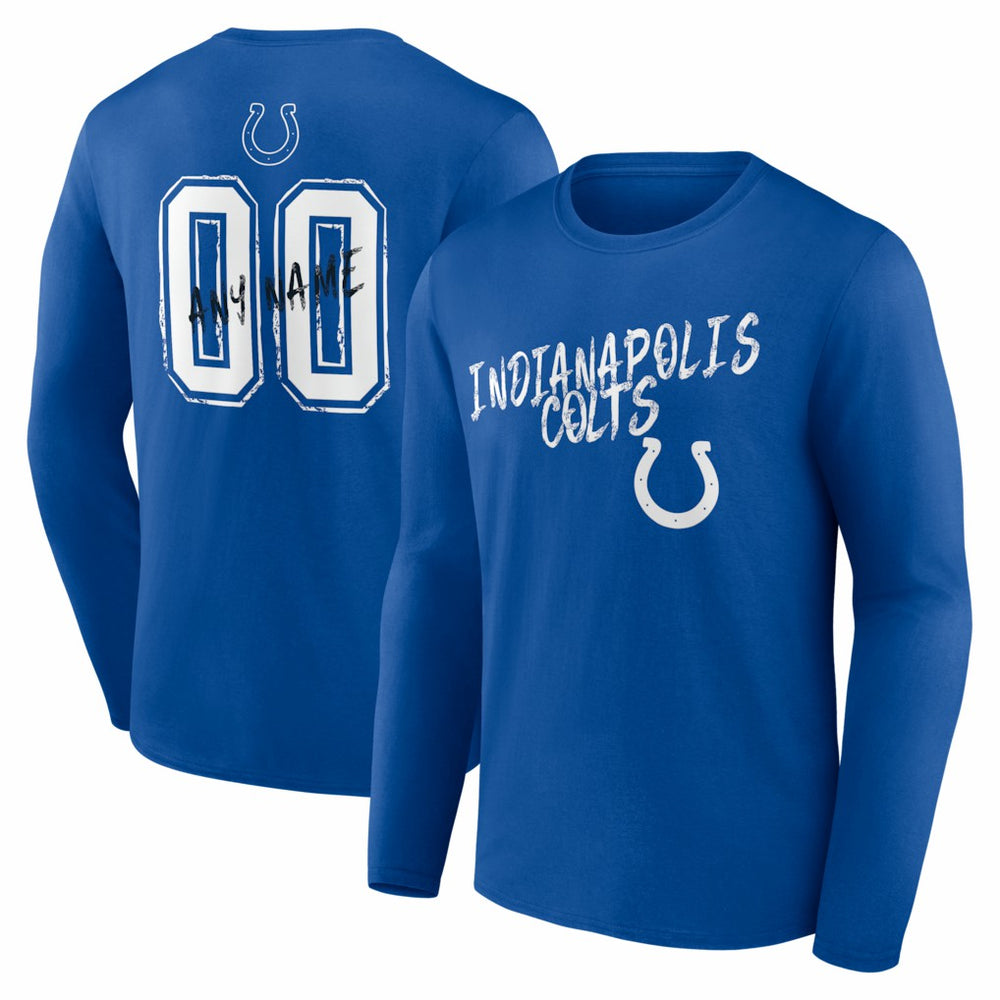 NFL Indianapolis Colts Hustle Personalized Name & Number Long Sleeve T-Shirt
