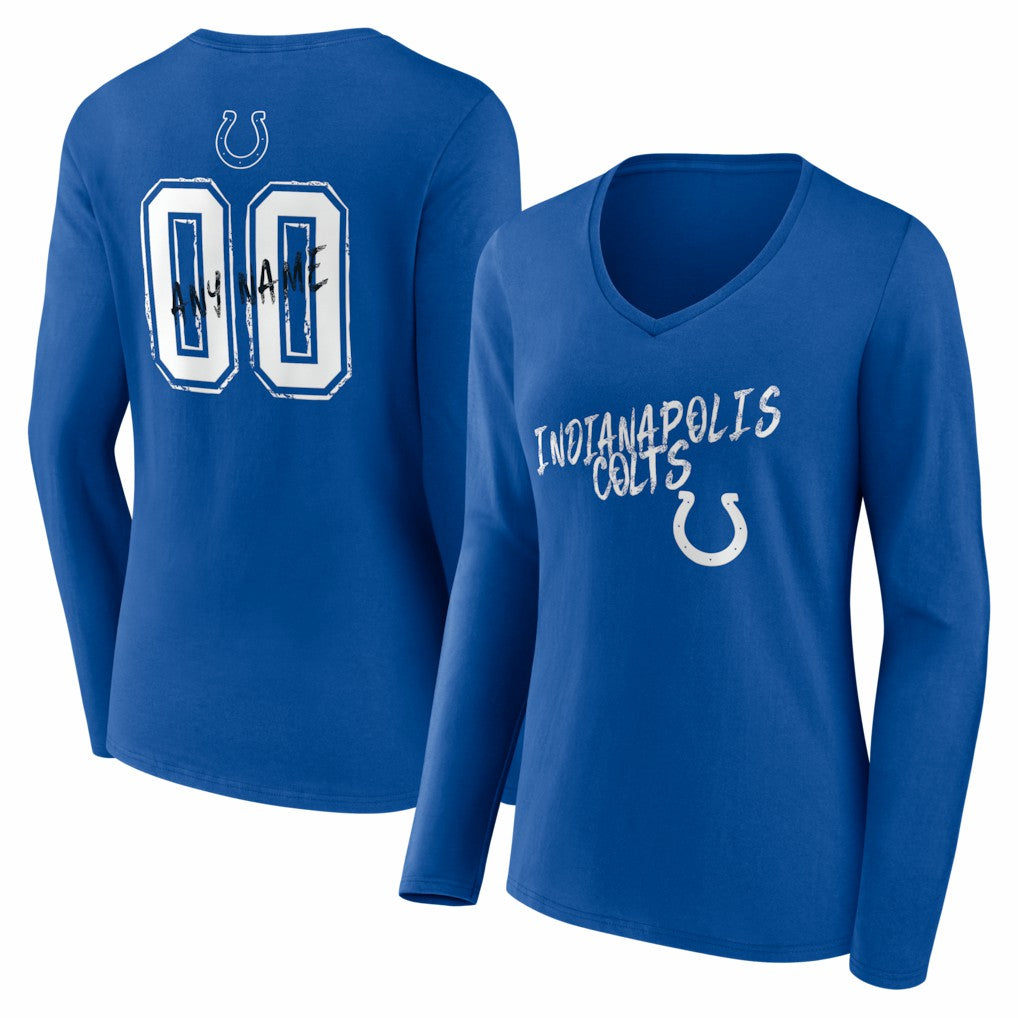 NFL Indianapolis Colts Women's Hustle Personalized Name & Number Long Sleeve V-Neck T-Shirt