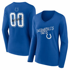 NFL Indianapolis Colts Women's Hustle Personalized Name & Number Long Sleeve V-Neck T-Shirt