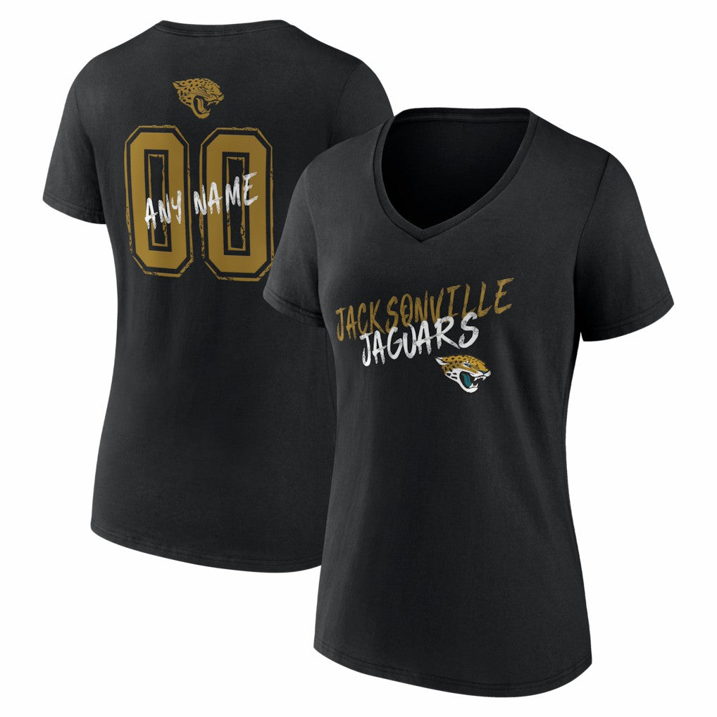 NFL Jacksonville Jaguars Women's Hustle Personalized Name & Number V-Neck T-Shirt