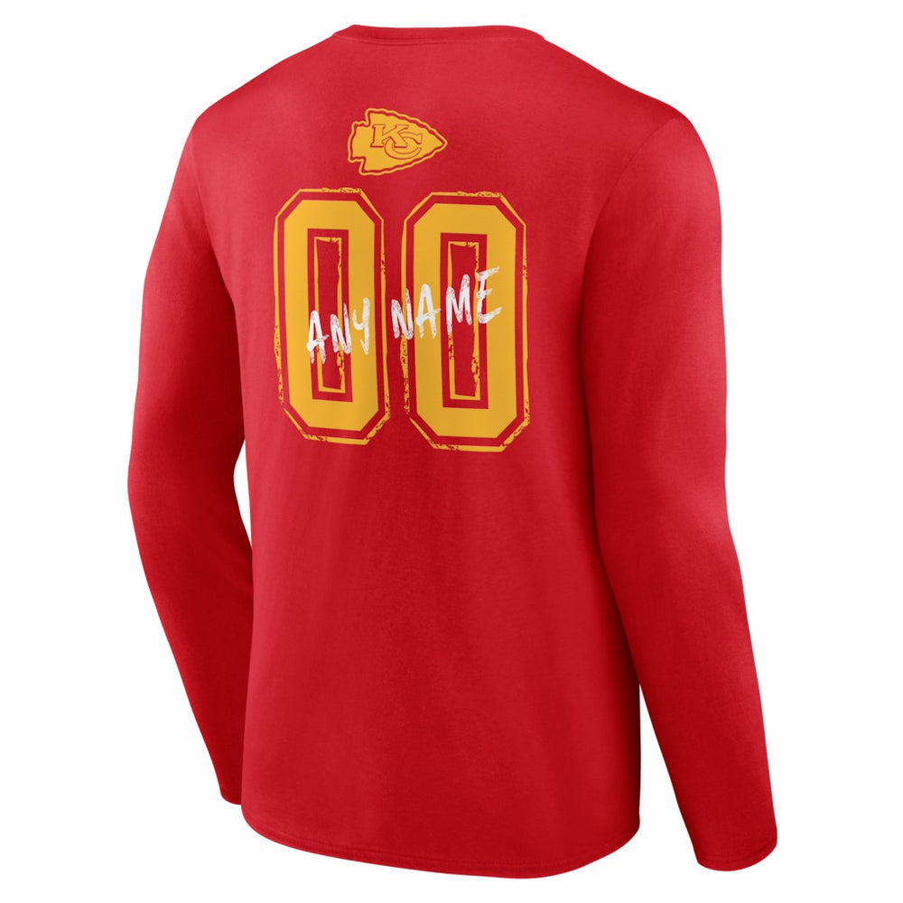 NFL Kansas City Chiefs Hustle Personalized Name & Number Long Sleeve T-Shirt