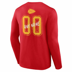 NFL Kansas City Chiefs Hustle Personalized Name & Number Long Sleeve T-Shirt