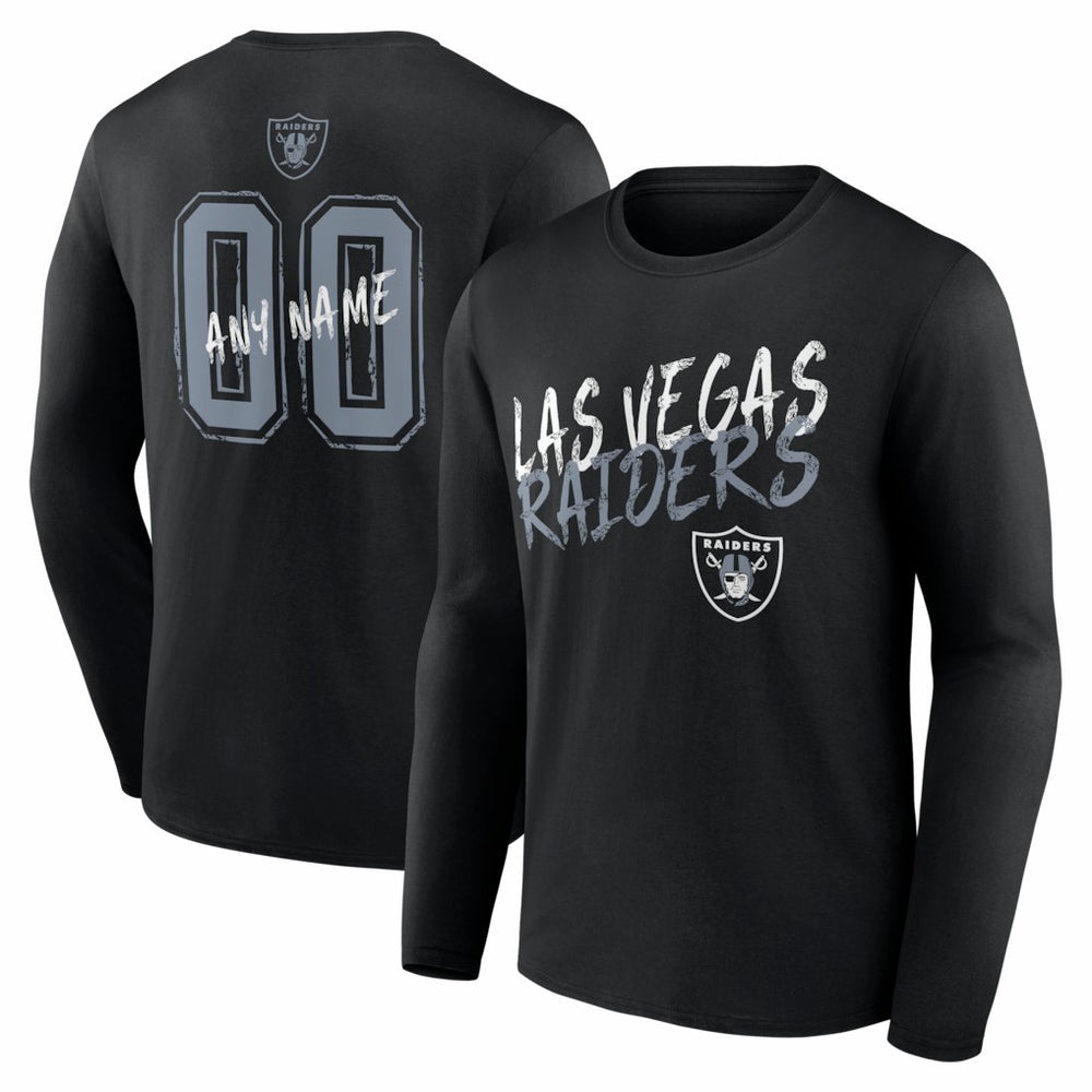 NFL Las Vegas Raiders Hustle Personalized Name & Number Long Sleeve T-Shirt
