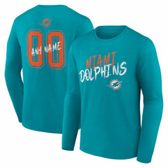 NFL Miami Dolphins Hustle Personalized Name & Number Long Sleeve T-Shirt