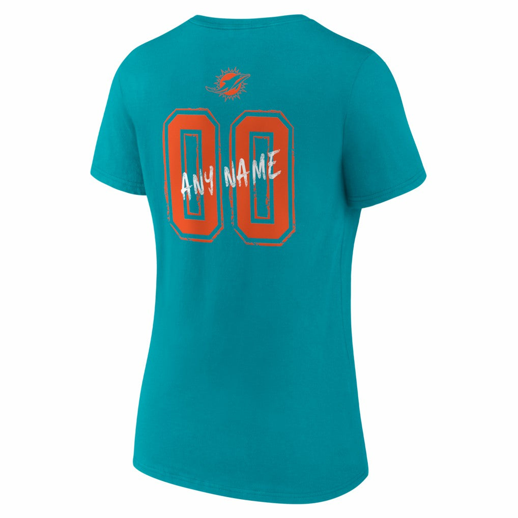 NFL Miami Dolphins Women's Hustle Personalized Name & Number V-Neck T-Shirt