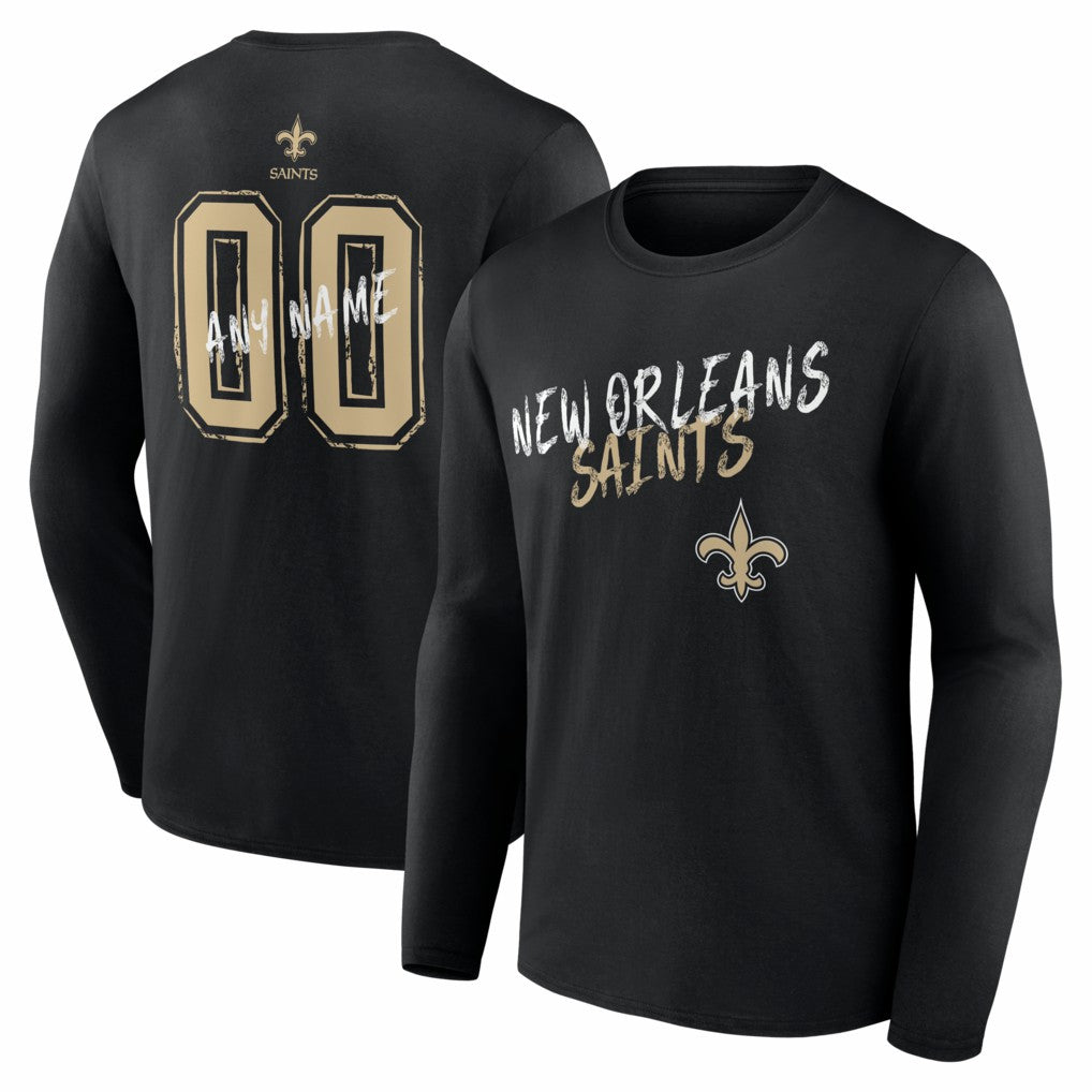 NFL New Orleans Saints Hustle Personalized Name & Number Long Sleeve T-Shirt