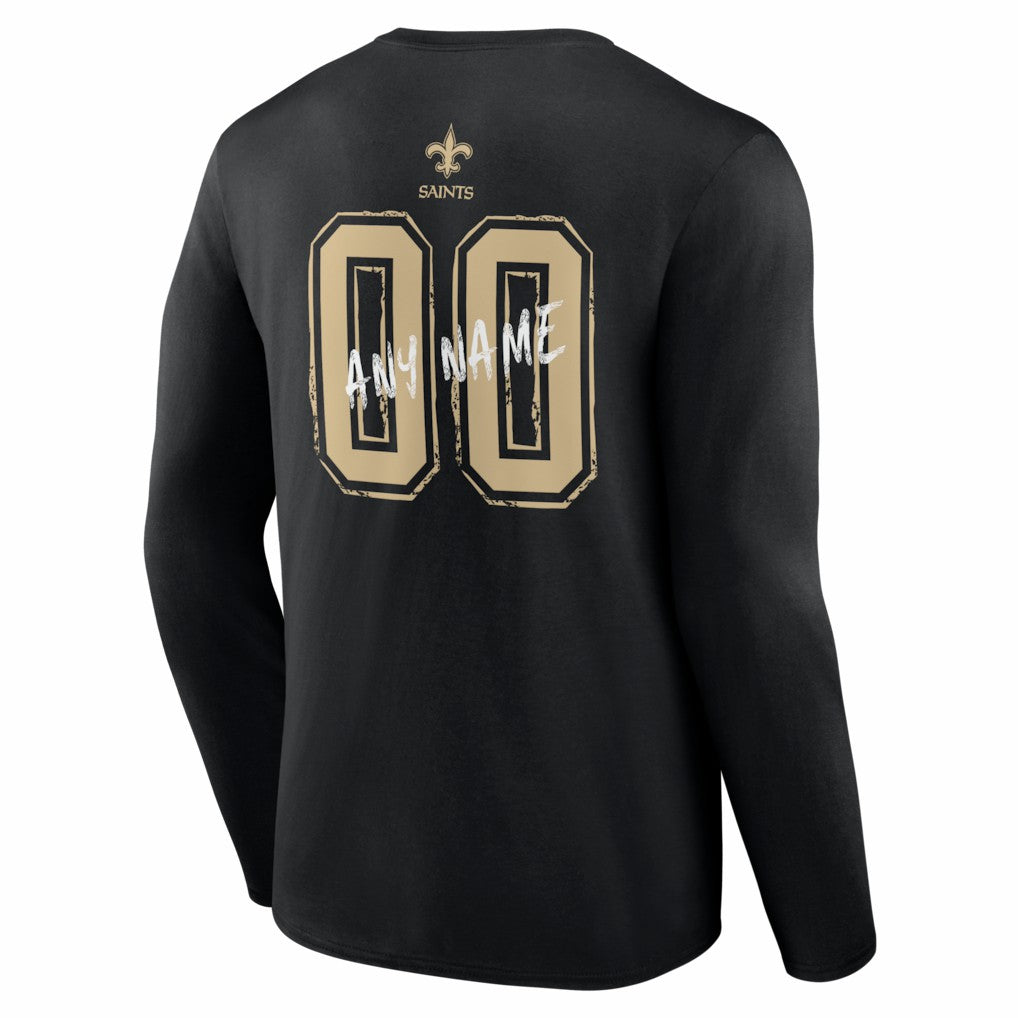 NFL New Orleans Saints Hustle Personalized Name & Number Long Sleeve T-Shirt