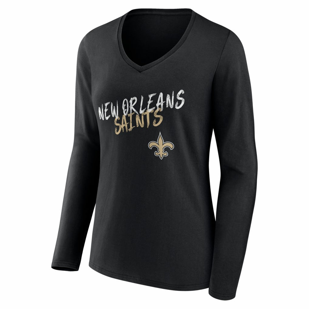 NFL New Orleans Saints Women's Hustle Personalized Name & Number Long Sleeve V-Neck T-Shirt