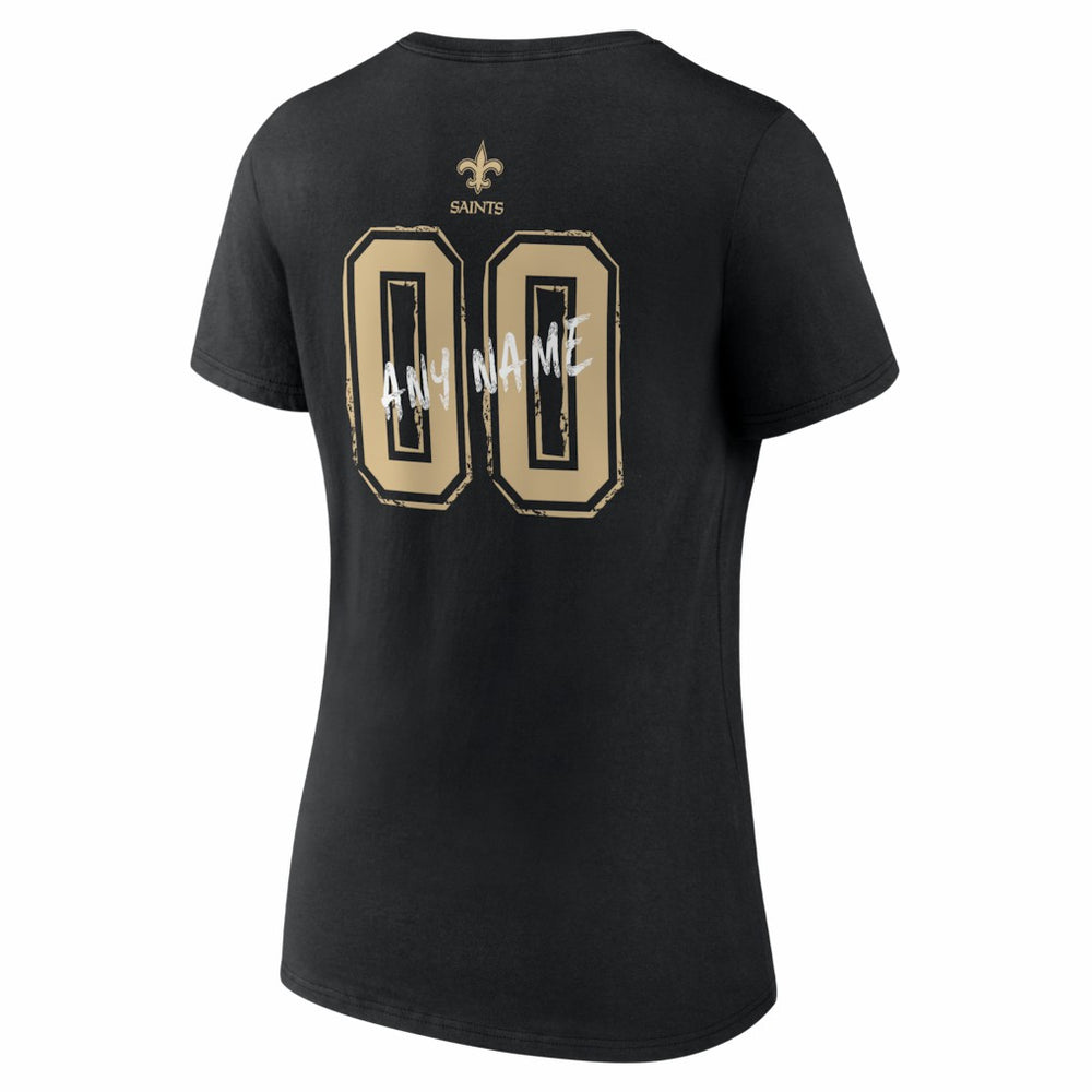 NFL New Orleans Saints Women's Hustle Personalized Name & Number V-Neck T-Shirt