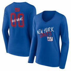 NFL New York Giants Women's Hustle Personalized Name & Number Long Sleeve V-Neck T-Shirt