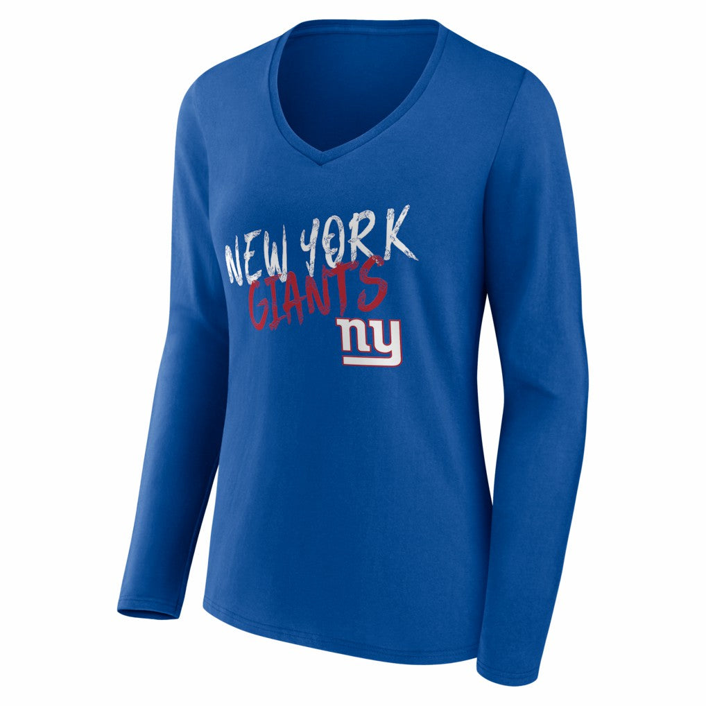 NFL New York Giants Women's Hustle Personalized Name & Number Long Sleeve V-Neck T-Shirt
