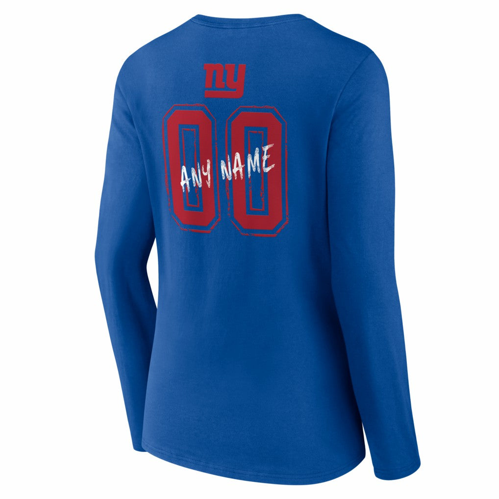 NFL New York Giants Women's Hustle Personalized Name & Number Long Sleeve V-Neck T-Shirt