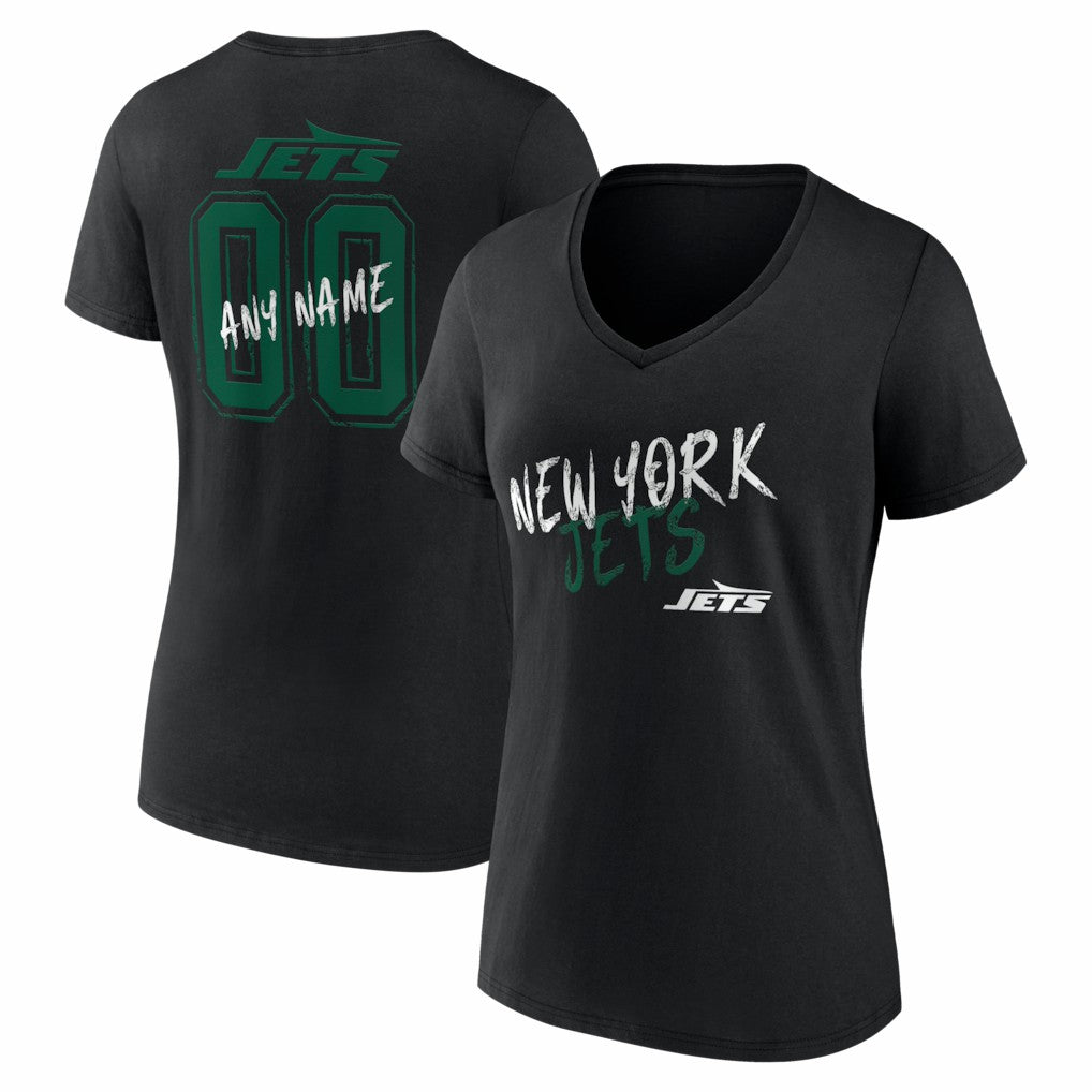 NFL New York Jets Women's Hustle Personalized Name & Number V-Neck T-Shirt