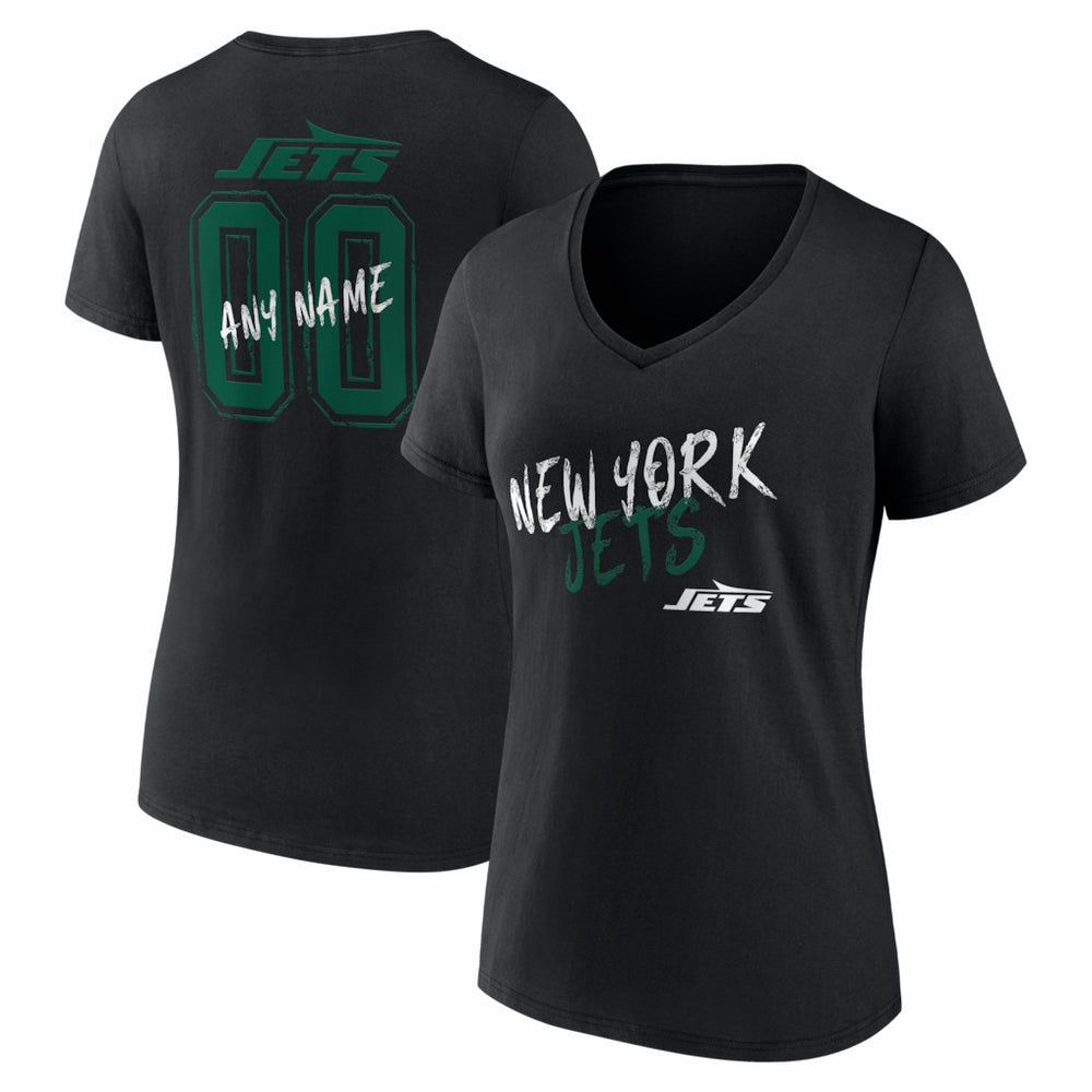 NFL New York Jets Women's Hustle Personalized Name & Number V-Neck T-Shirt