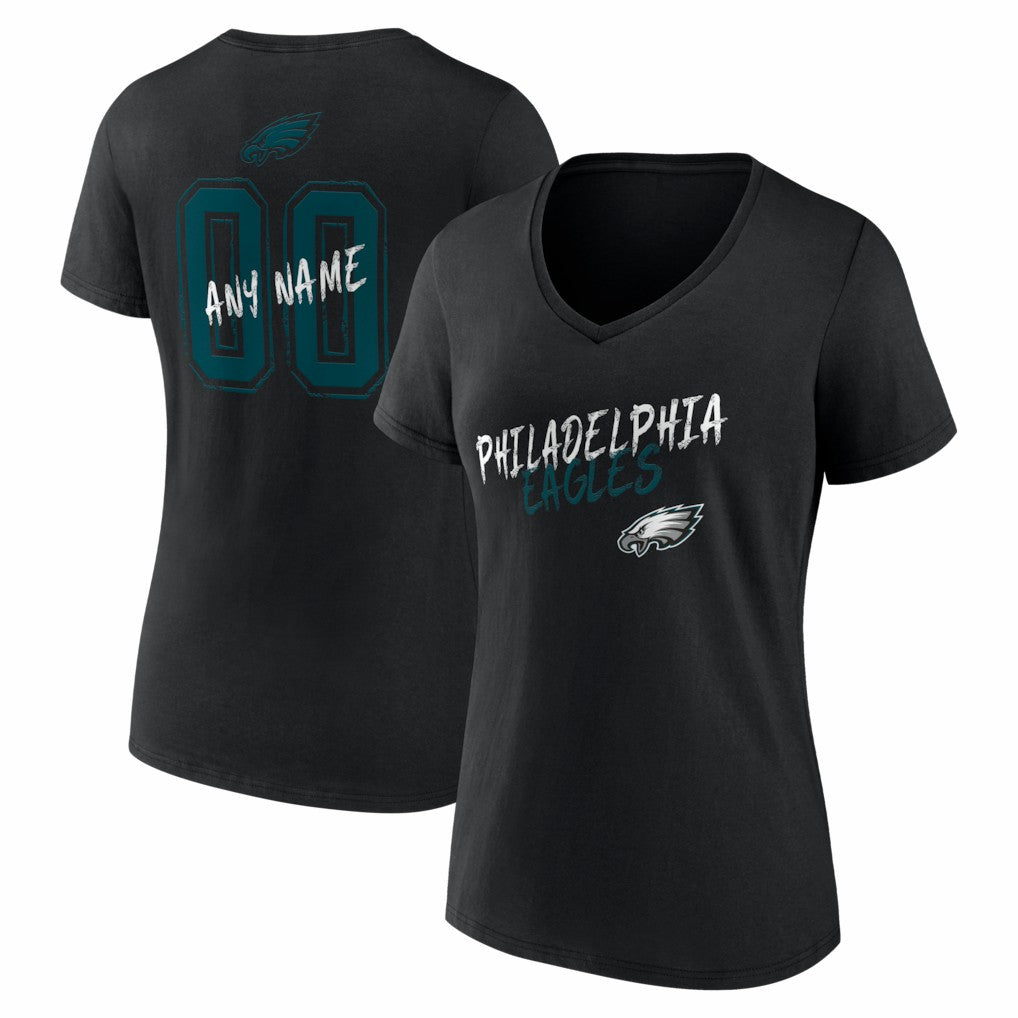 NFL Philadelphia Eagles Women's Hustle Personalized Name & Number V-Neck T-Shirt