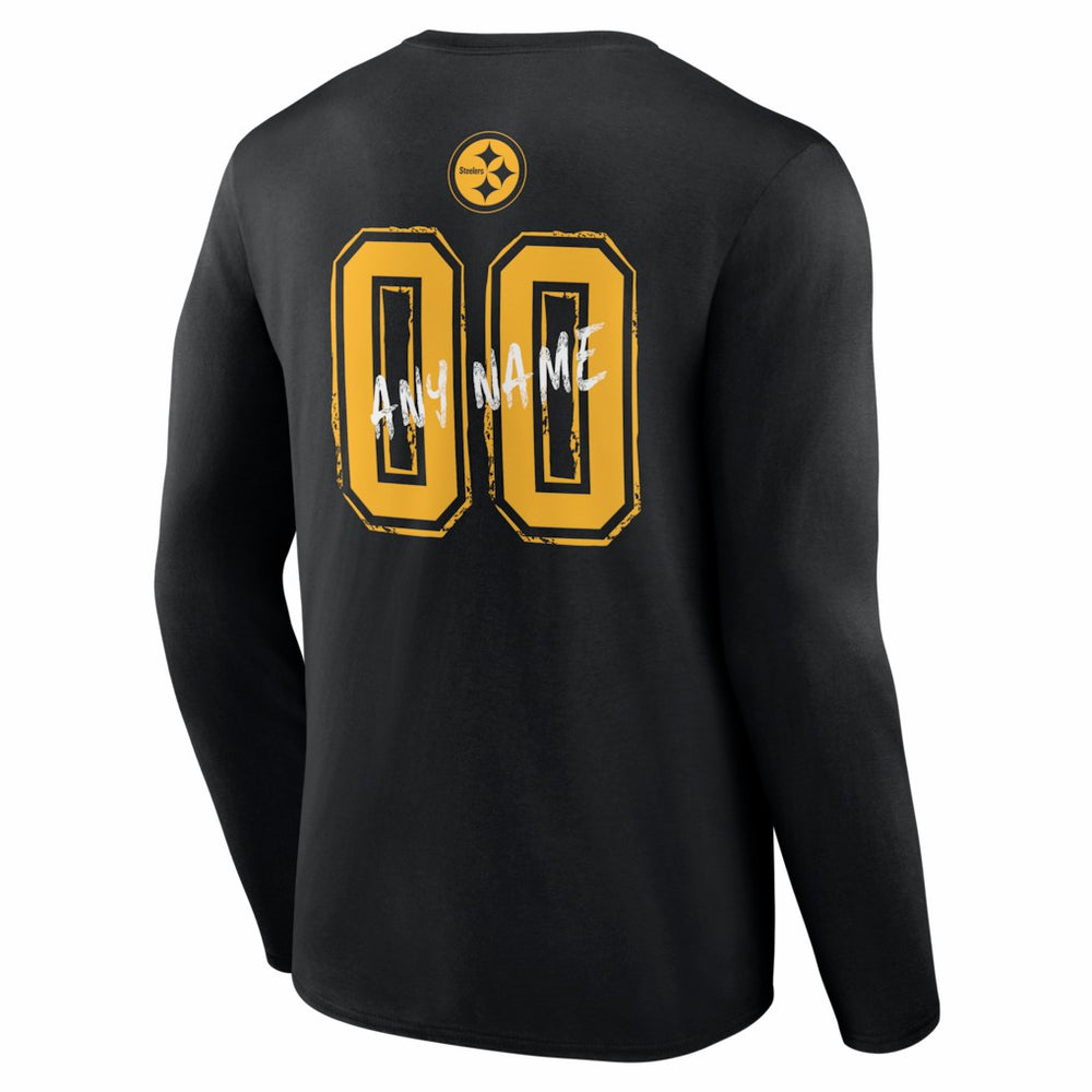 NFL Pittsburgh Steelers Hustle Personalized Name & Number Long Sleeve T-Shirt