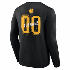 NFL Pittsburgh Steelers Hustle Personalized Name & Number Long Sleeve T-Shirt