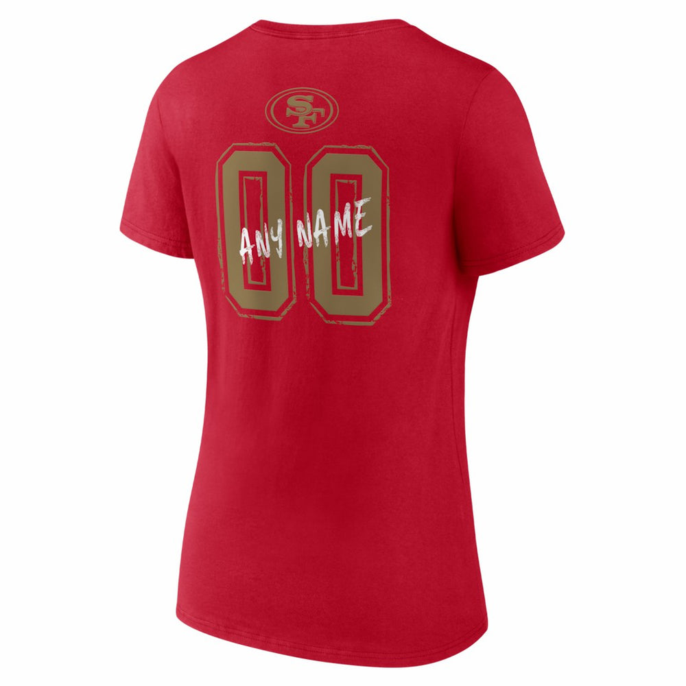 NFL San Francisco 49ers Women's Hustle Personalized Name & Number V-Neck T-Shirt