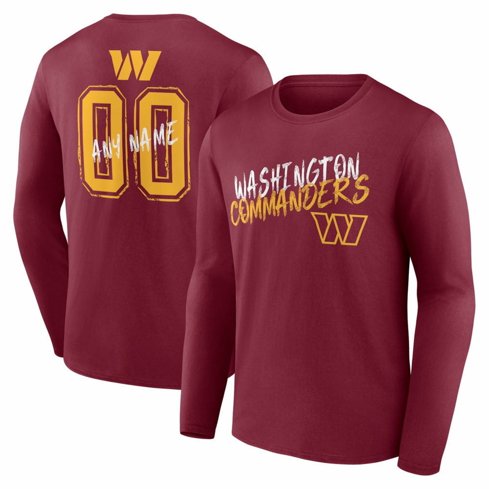 NFL Washington Commanders Hustle Personalized Name & Number Long Sleeve T-Shirt