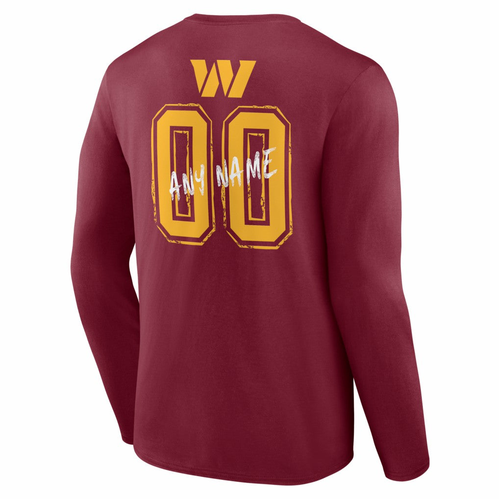 NFL Washington Commanders Hustle Personalized Name & Number Long Sleeve T-Shirt