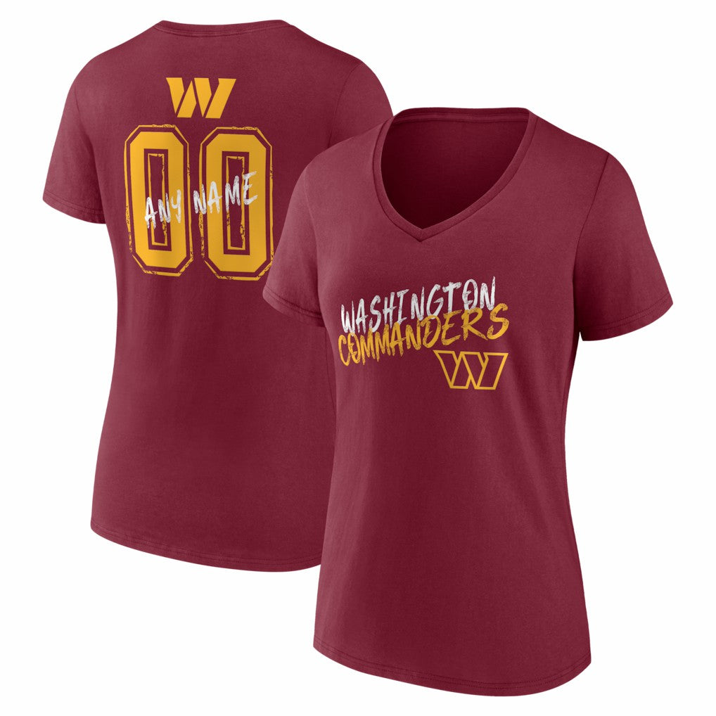 NFL Washington Commanders Women's Hustle Personalized Name & Number V-Neck T-Shirt
