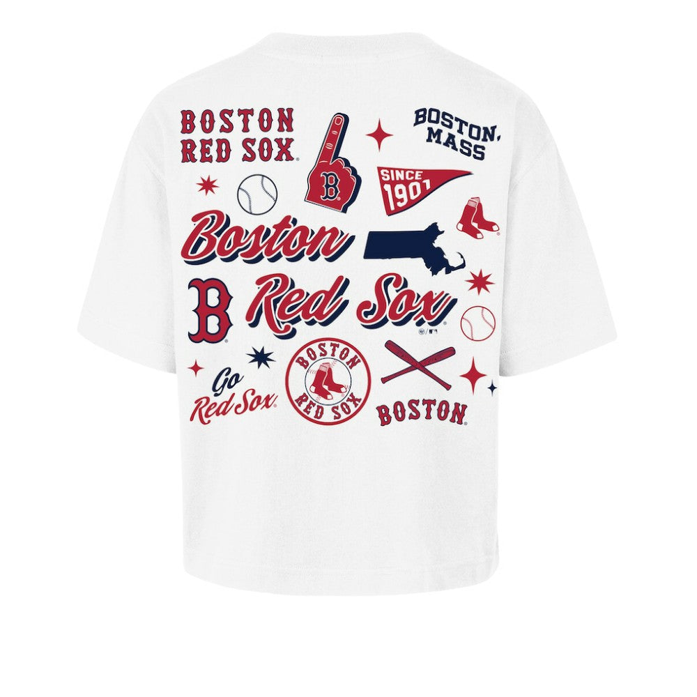 Boston Red Sox Women's Collage Script Reed City T-Shirt - White | 47 brand