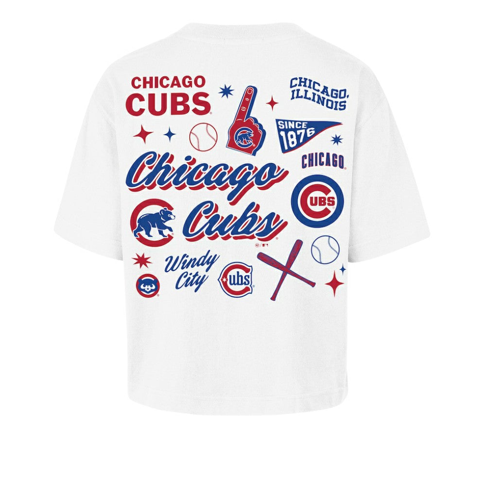 Chicago Cubs Women's Collage Script Reed City T-Shirt - White | 47 brand