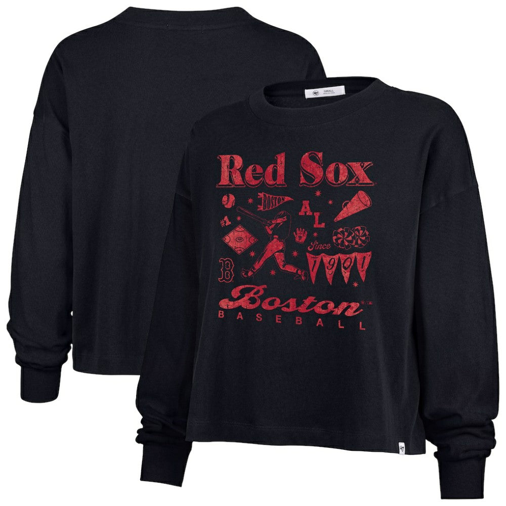 Boston Red Sox Women's Team Collage Sydney Long Sleeve T-Shirt - Navy | 47 brand