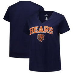 NFL Chicago Bears Women's Plus Size Arch Over Logo V-Neck T-Shirt